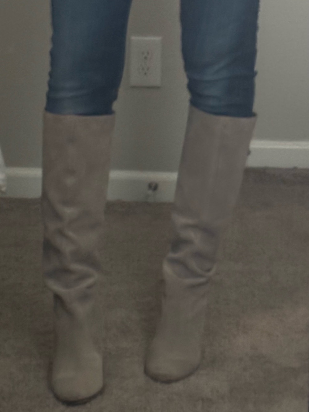 Dolce Vita Knee-High Suede Boots in Taupe Gray